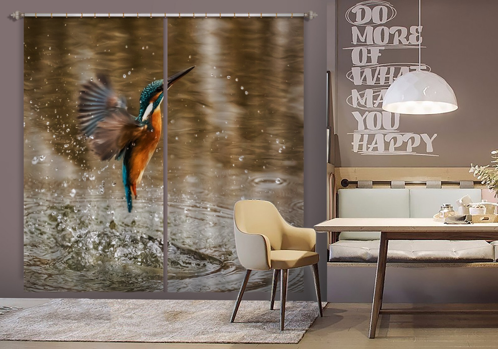 3D River Bird ZHUA3586 Animal Photo Curtain Window Blockout Fabric Amy 2023