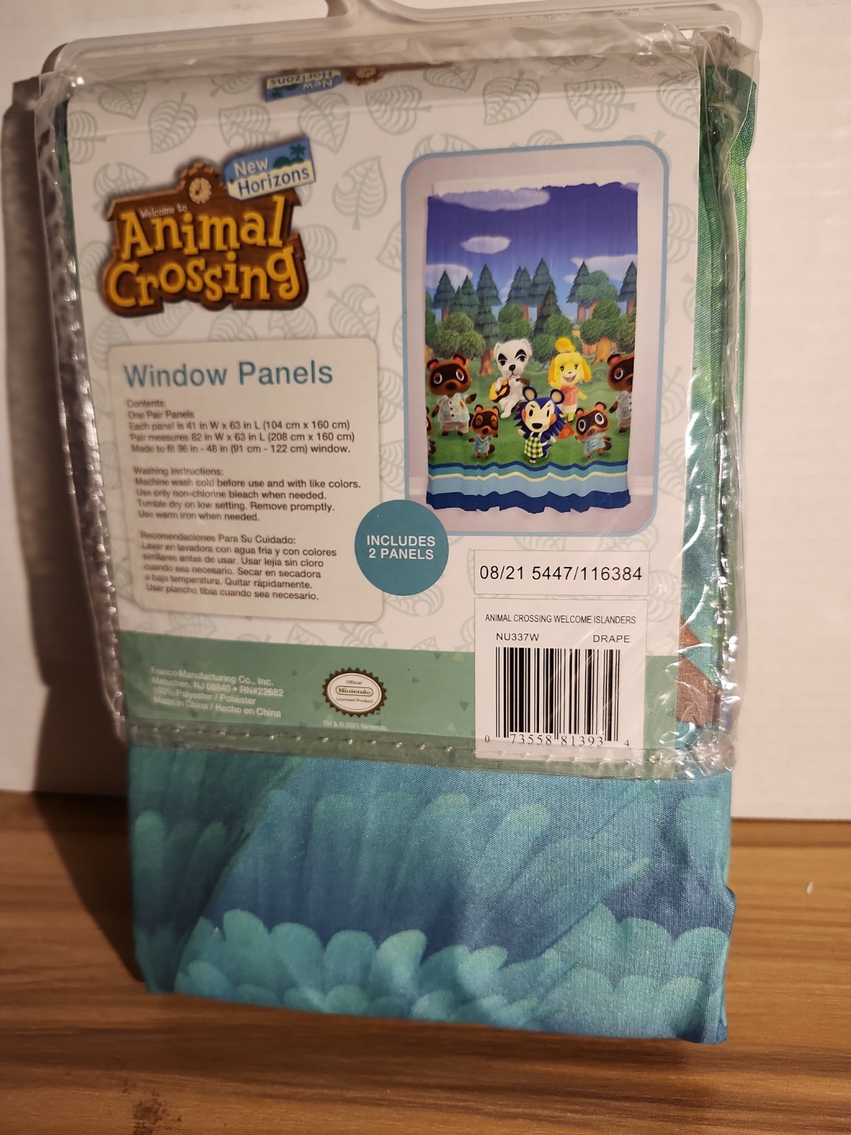 Animal Crossing “Welcome Islanders” Window Curtain Set, 2 Panels, 82″W x 63″L