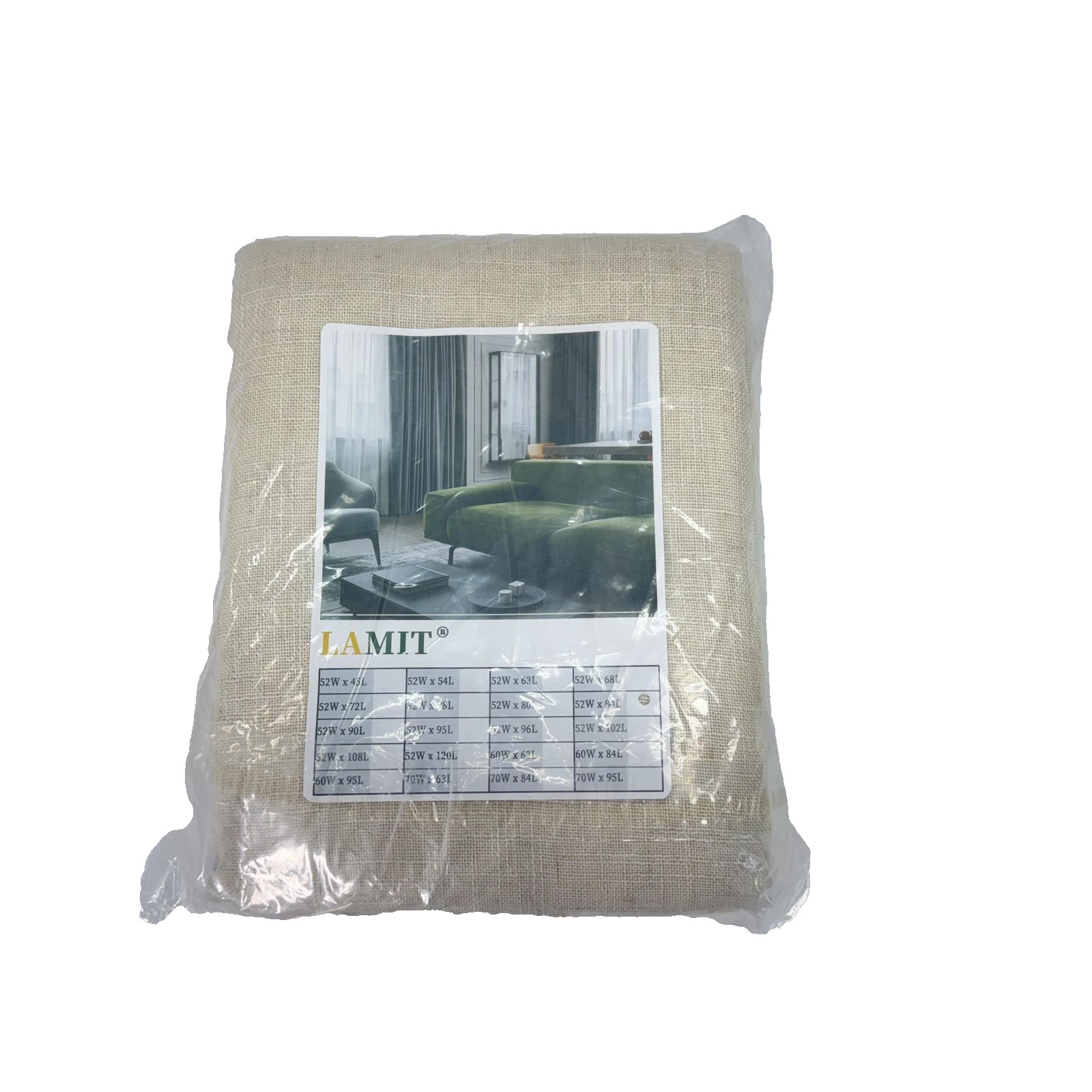 LAMIT Beige Linen Curtain Panel Neutral Textured Modern Home Decor 52W x 84L