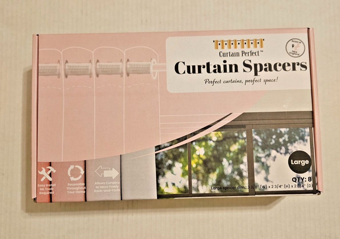 Curtain Spacers Large 8-Pack Clear Snap-On Shapers for Perfect Drapes