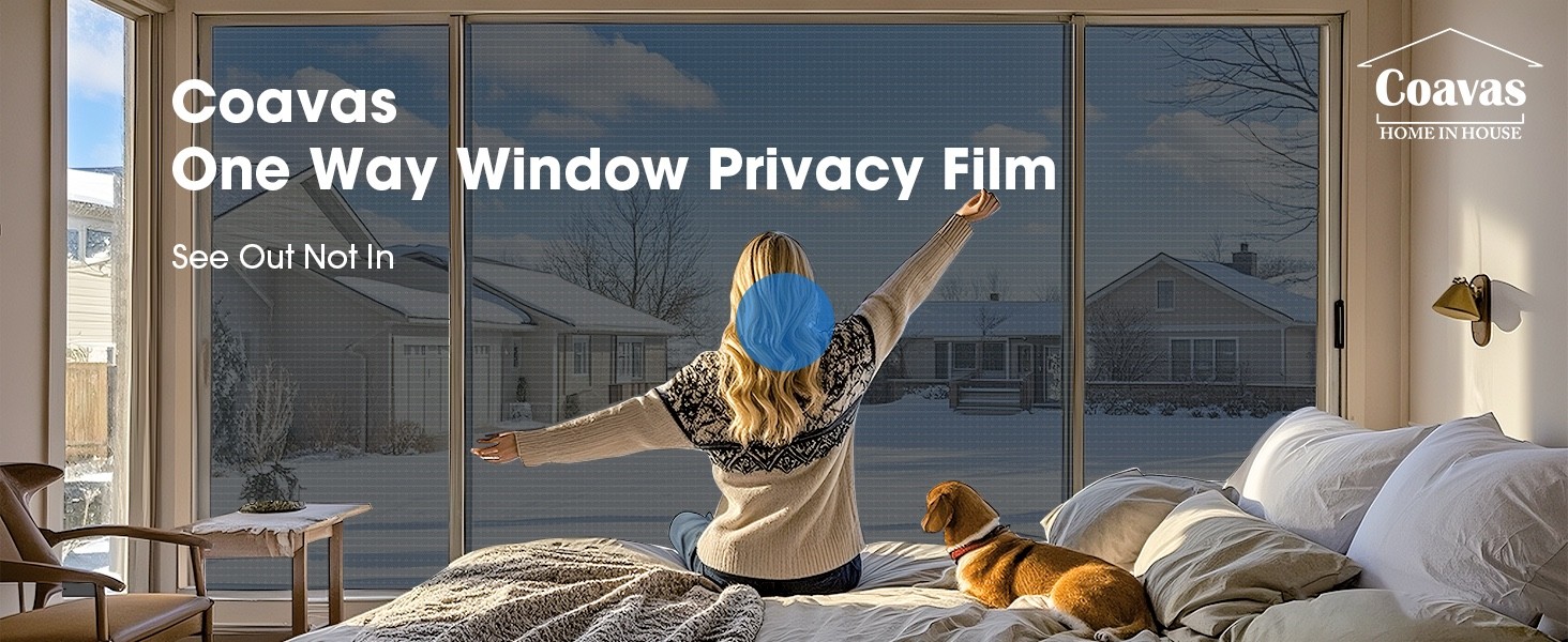 Coavas One Way Privacy Window Film, Reflective Home, Blue Silver