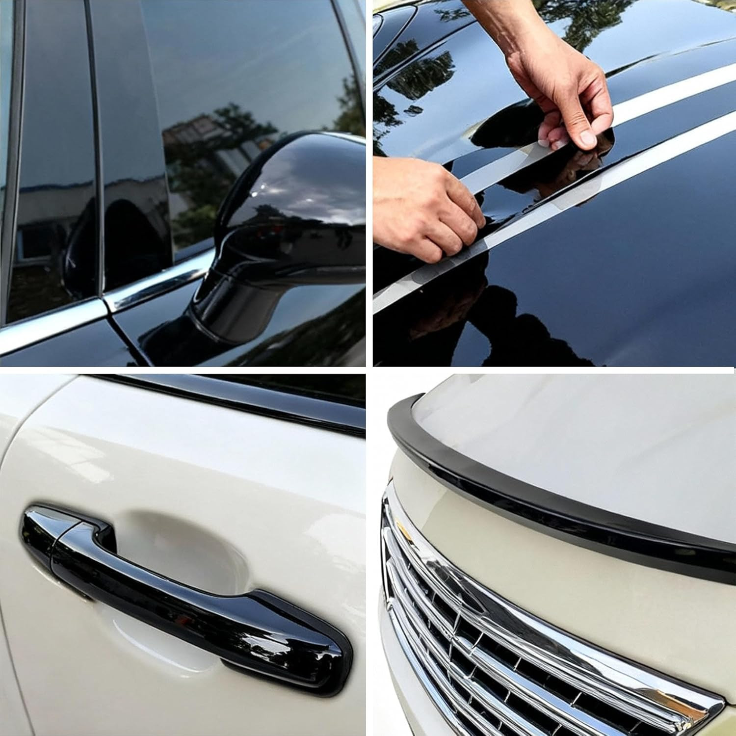 Gloss Black Vinyl Wrap for Chrome Delete, 2 Inch X 30Ft Automotive Grade Self-Ad