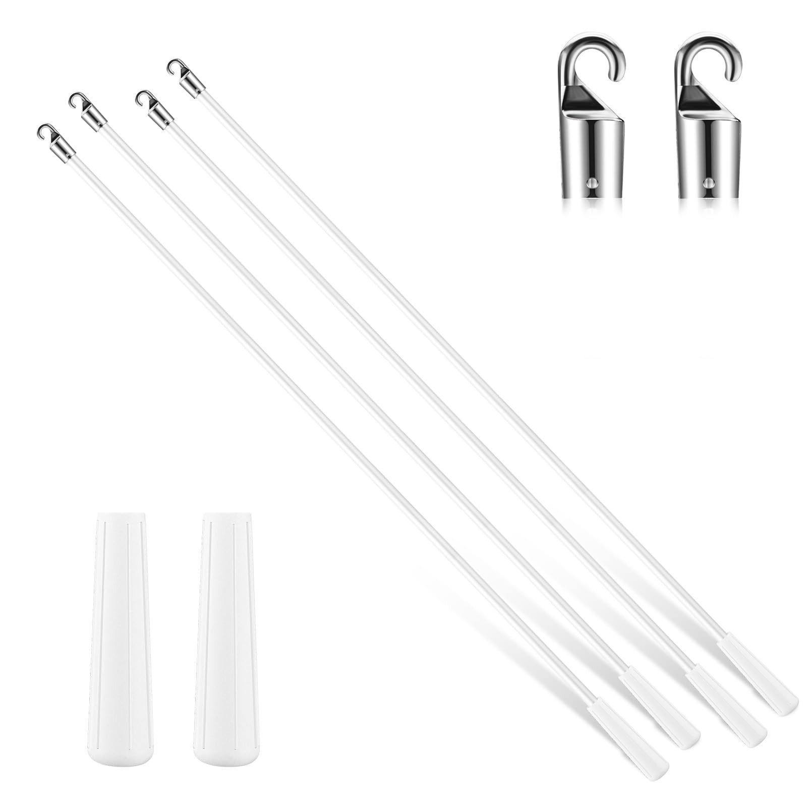 4 Pcs Blinds Wand Replacement with Hook and Handle White Fiberglass Long Vert…