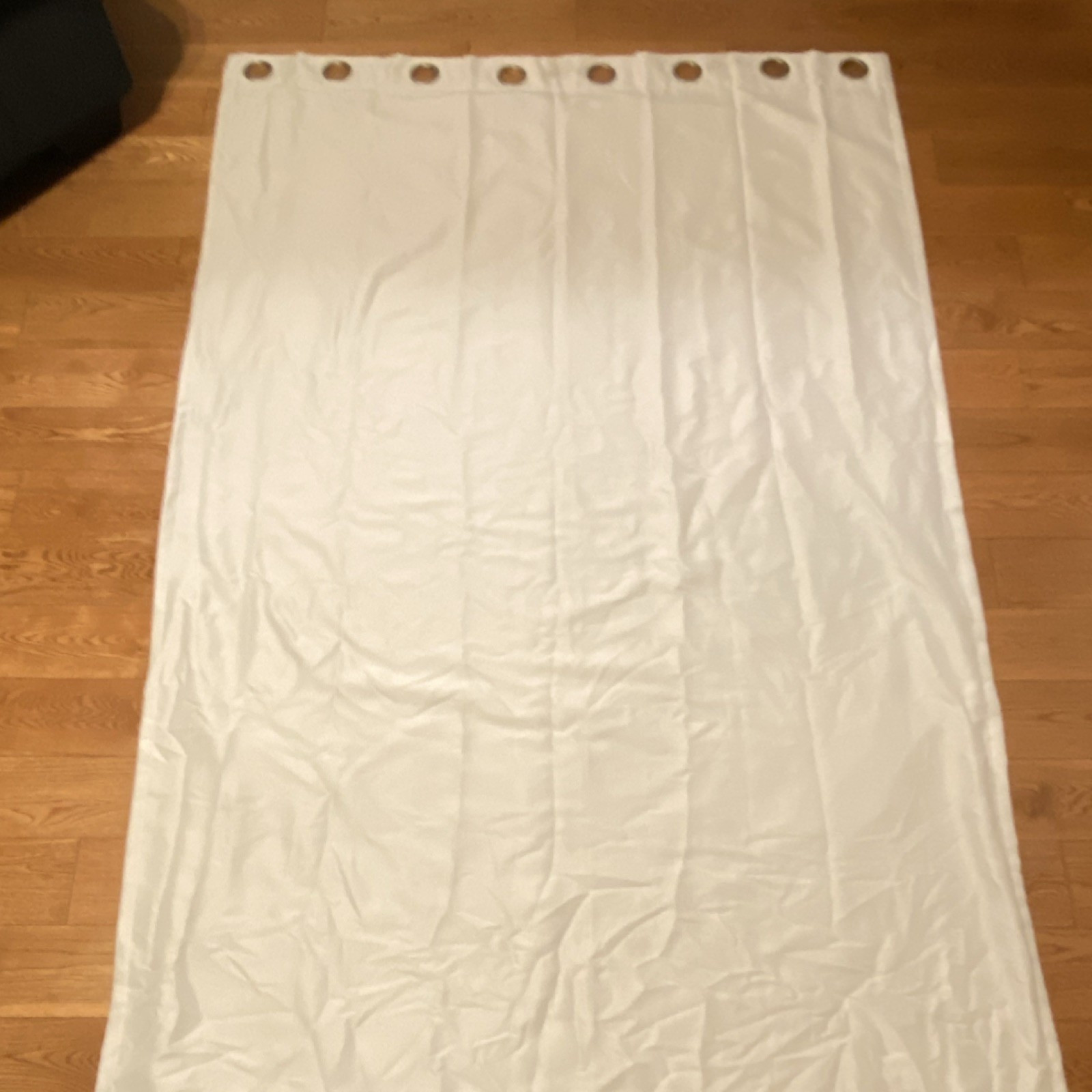 Textured White Grommet Curtain Panel Solid Polyester Viscose 52x84in Used