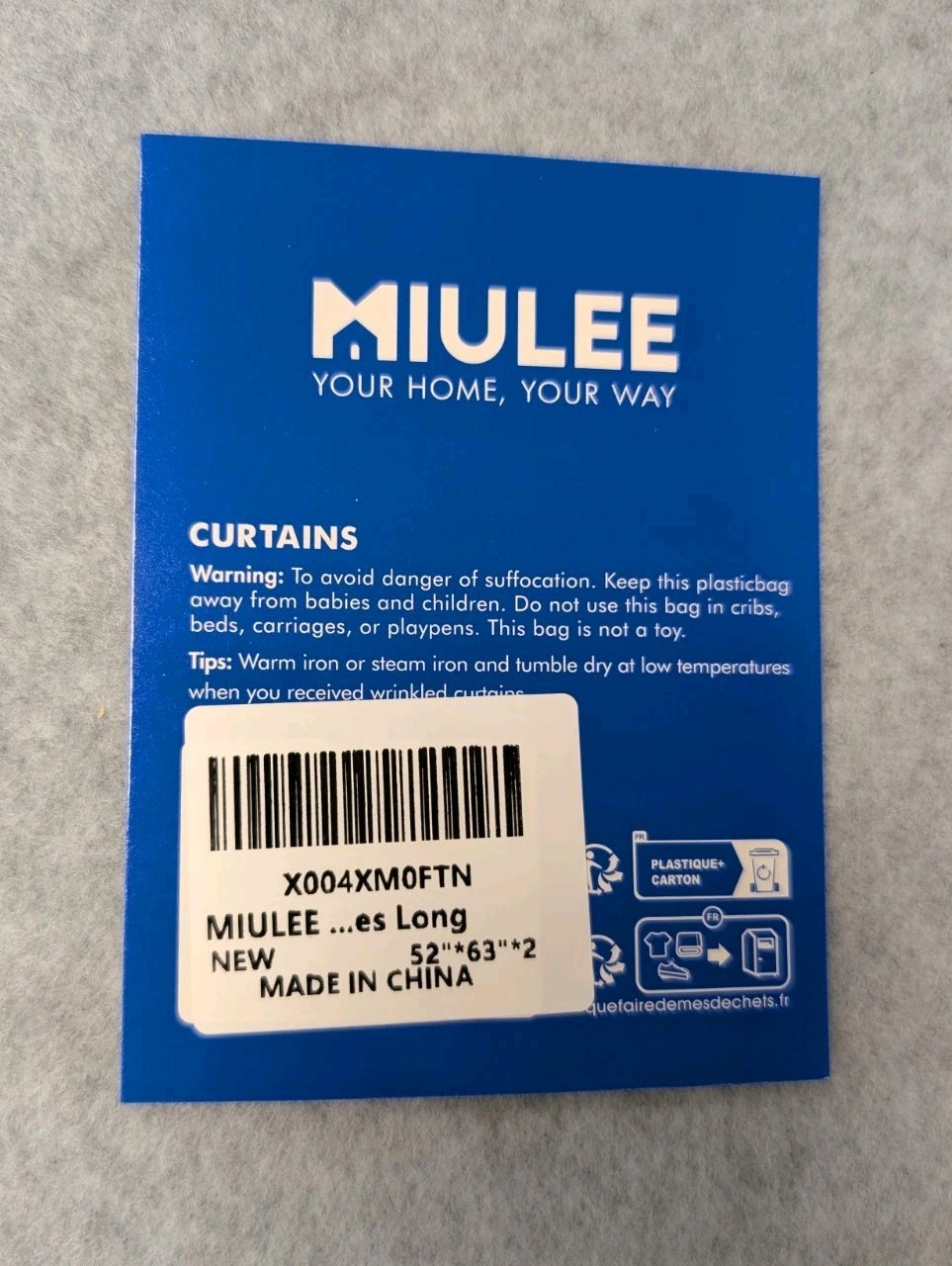 MIULEE Blackout Floral Curtain Panels 52×63 Blue/White Polyester Rod Pocket