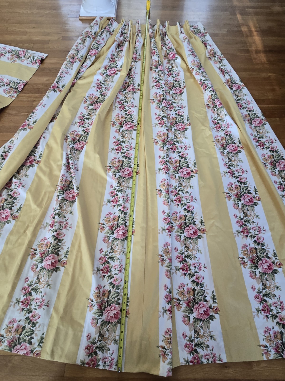 2 Custom Ralph Lauren Water Front Yellow Floral Pinch Pleat Drapes W41xL93