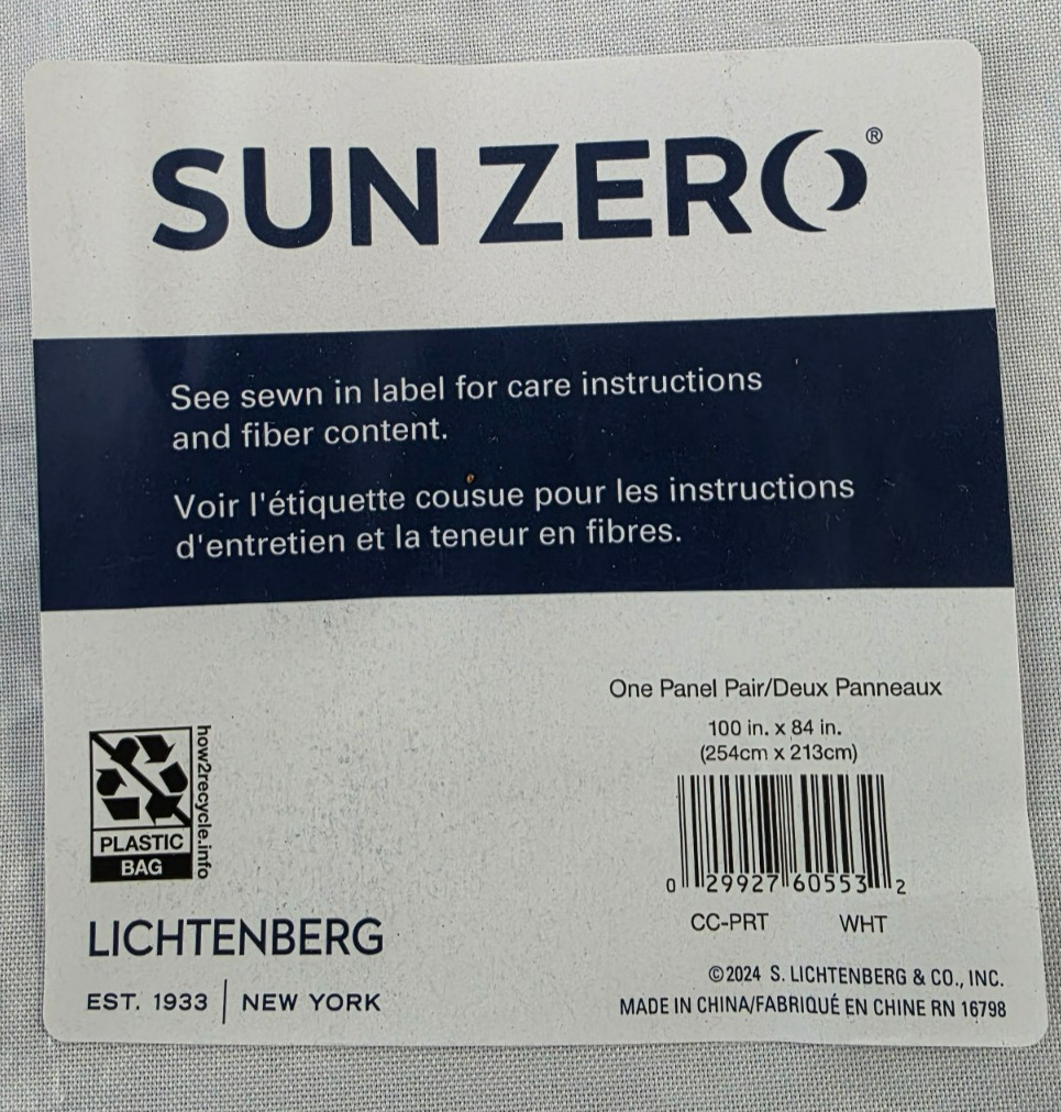 Sun Zero Pratt Tonal Texture Fleece Insulated Blackout Panels – White 100×84 in