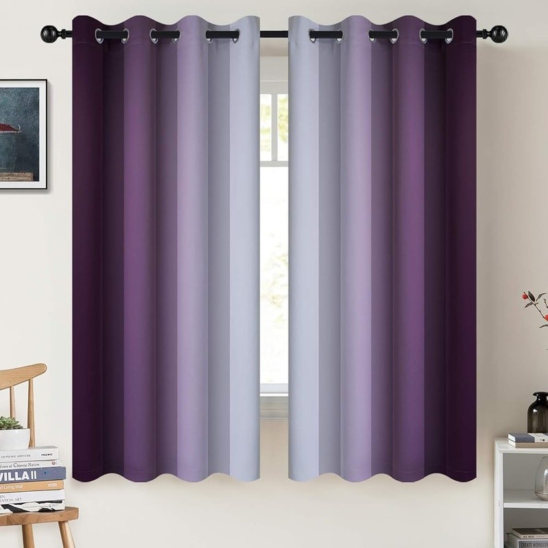 Gradient Blackout Curtains Set Kids Bedroom Light Blocking Privacy Drapes New