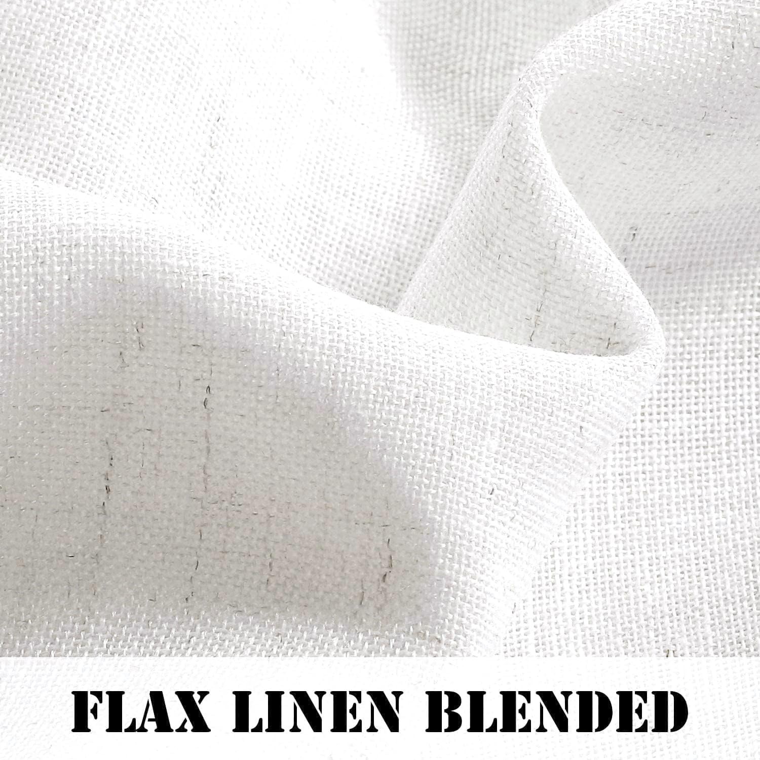 Natural Effect Extra Long Linen Curtain Panels Heathered White 52”x108”