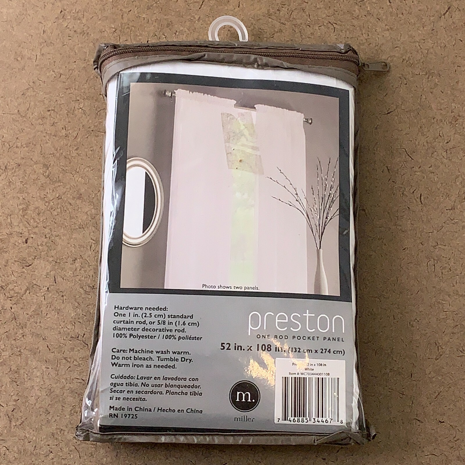 Preston One Rod Pocket Panel White 52in X 108in One Panel NWT