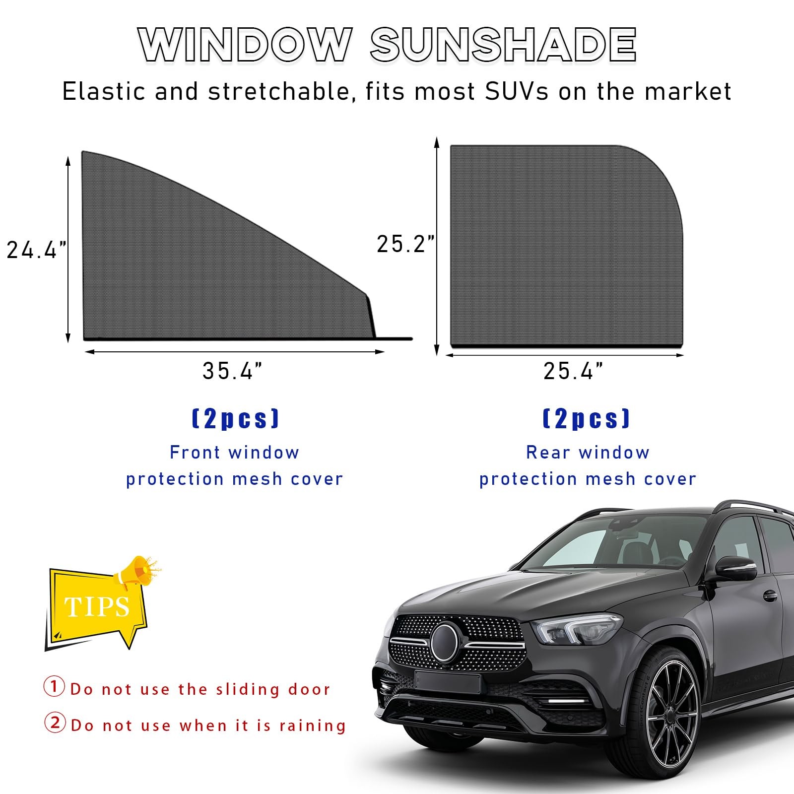Ohleats 4 PCS Car Window Shades, Auto Front Rear Side SUV 4PCS, Black