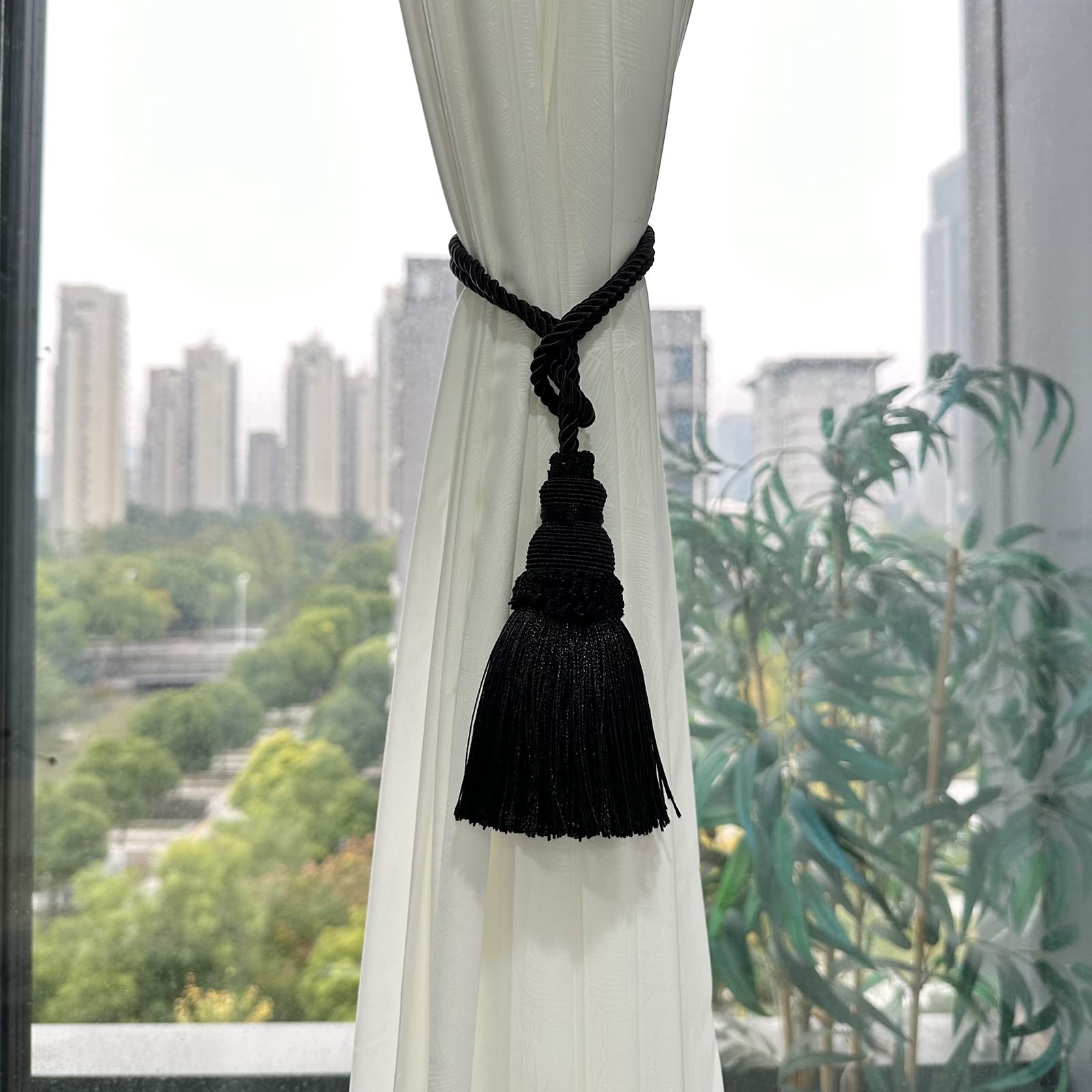 Fenghuangwu 2 Pack Curtain Tie Backs Rope Tassels for Curtains Drape tiebacks…