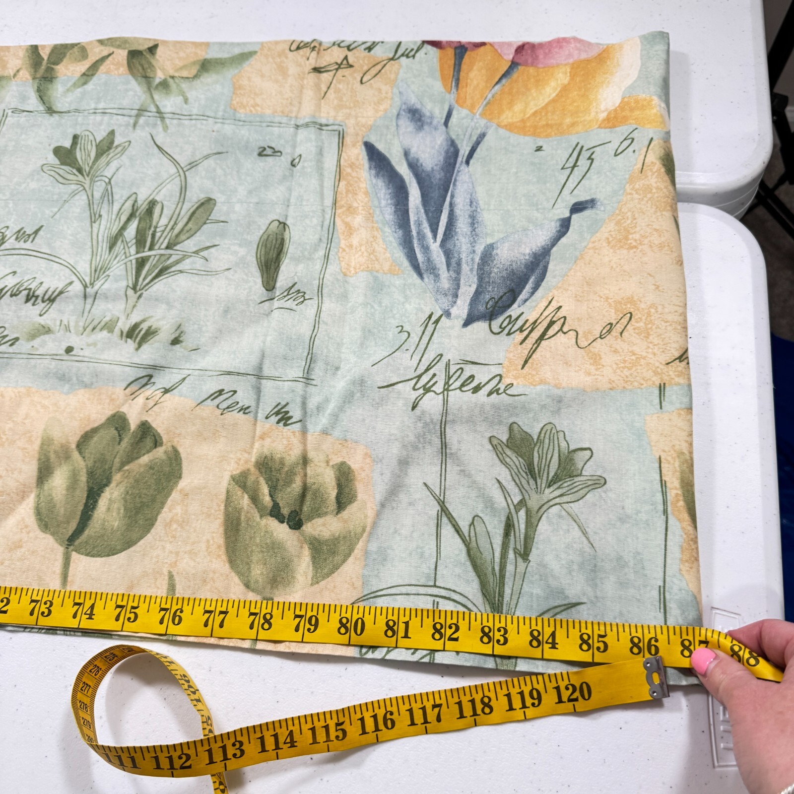 vintage croscill valance curtain green floral plants blend 17×87 usa y2k 90s