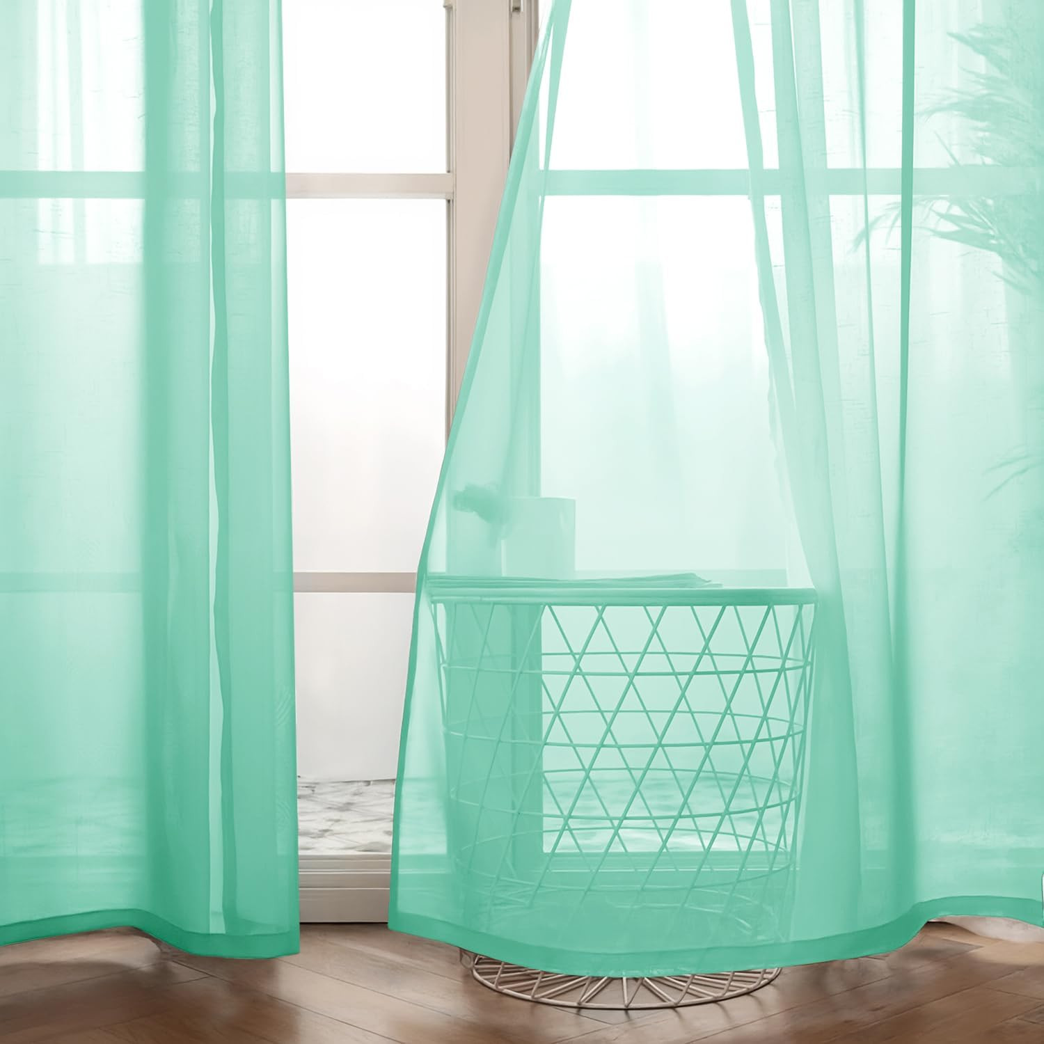 MIULEE Solid Color Sheer Curtains 63 Inches Long 2 Panels Set – Elegant Lightwei