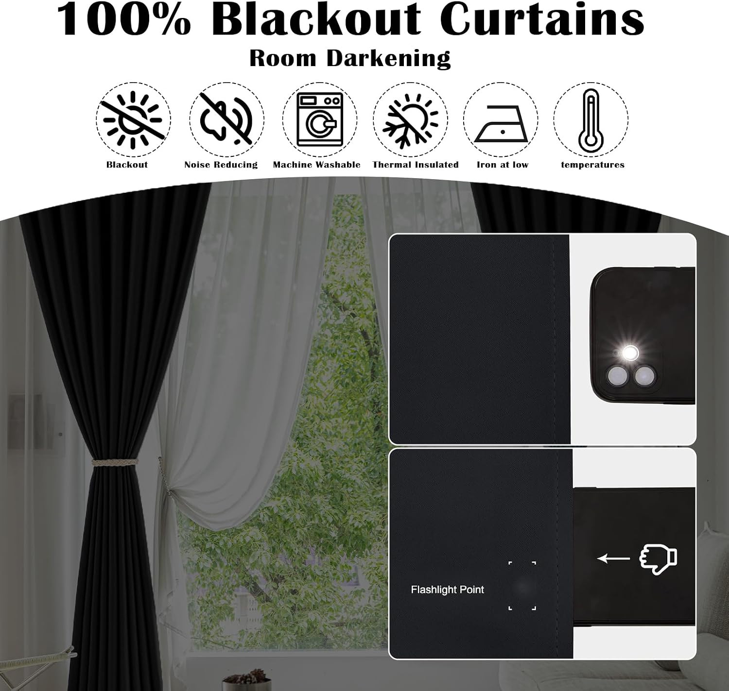 Home Decor Blackout Extra Long Curtains，240″ Long Grommet High Ceiling Draps Noi