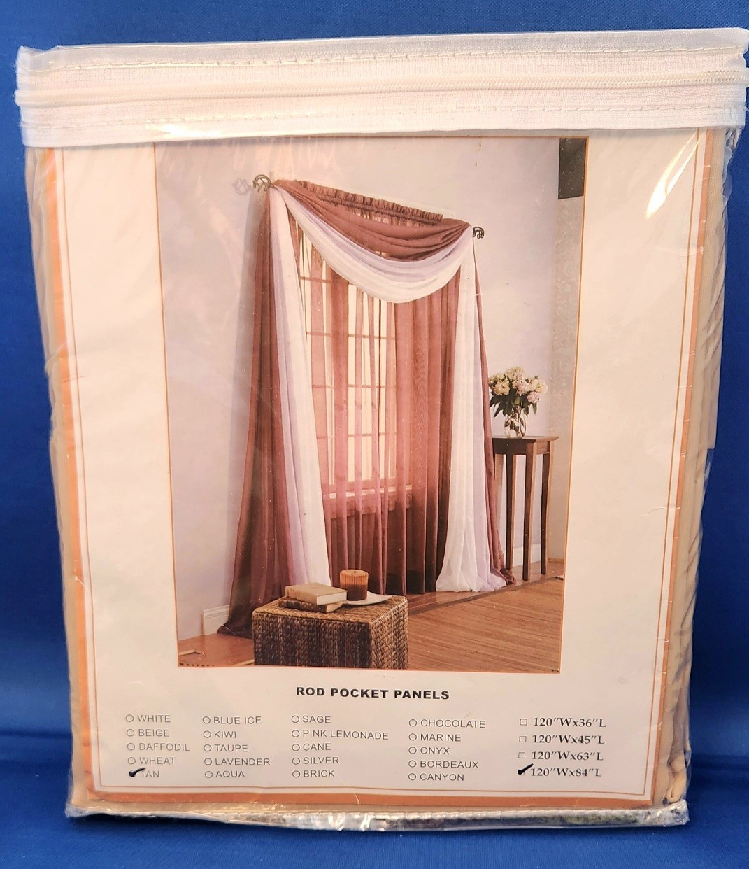 Brylane Home Sheer Solid TAN Window Curtain Panels, 2 pk. 120 in X 84 In