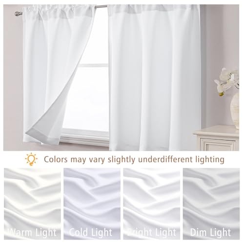 Cafe Curtains 36 Inch Length, Light 30″W x 36″L (Pack of 2) Pure White