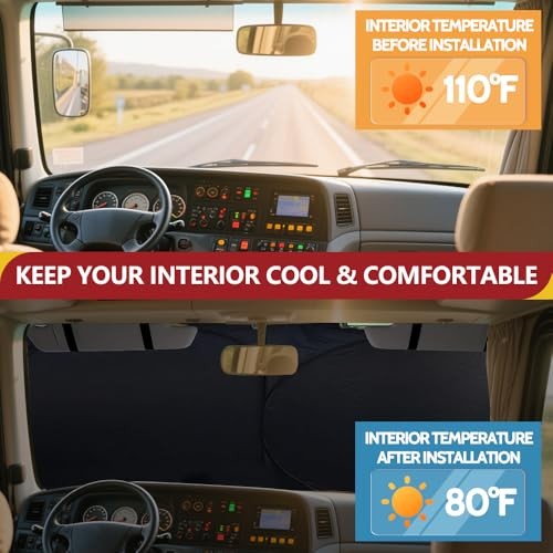 Class A RV Windshield Sunshade Cover for Spring Reflective RV Windshield Cover