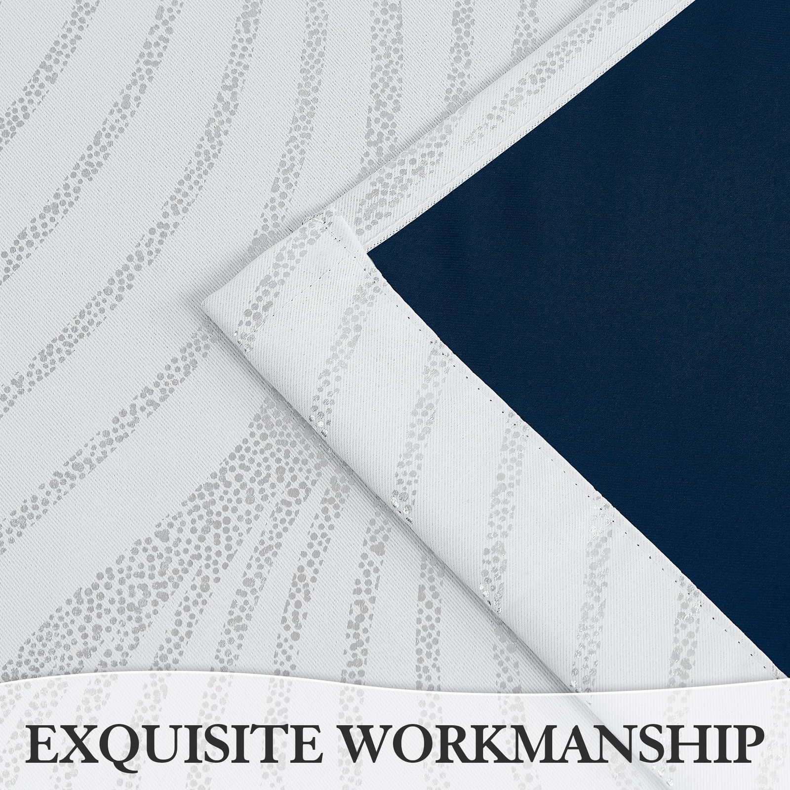 Xwincel Blackout Curtains White Silver Foil Pattern 63 Inches 2 Panel Set
