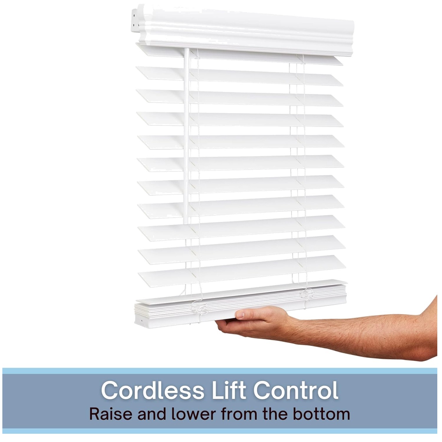 Cordless Faux Wood Blind, 24×72, White – Window Blinds