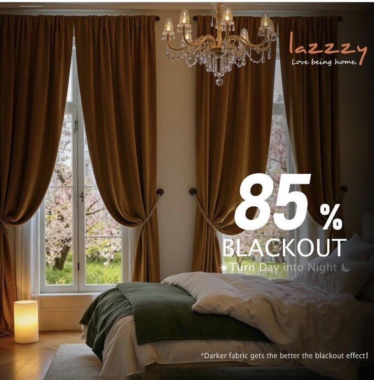 Velvet Blackout Curtains Room Darkening 52″W x 96″L (Pack of 2) Gold Brown
