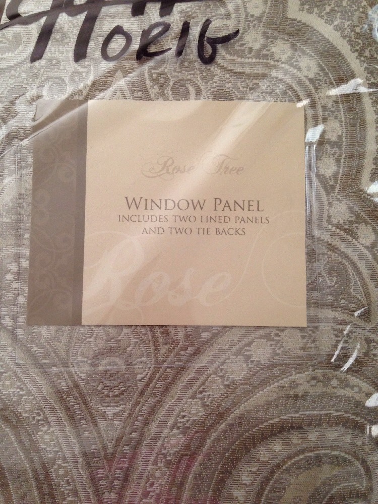 Rose Tree “Argento” Pole Top Drapery Panels Pair Neutral Taupe Paisley 50”x 86”