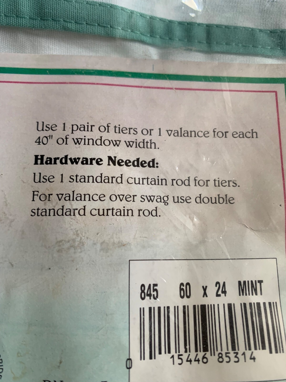 Green Gingham Tailored Tiers Curtain Set 60″ w x 24″ L New