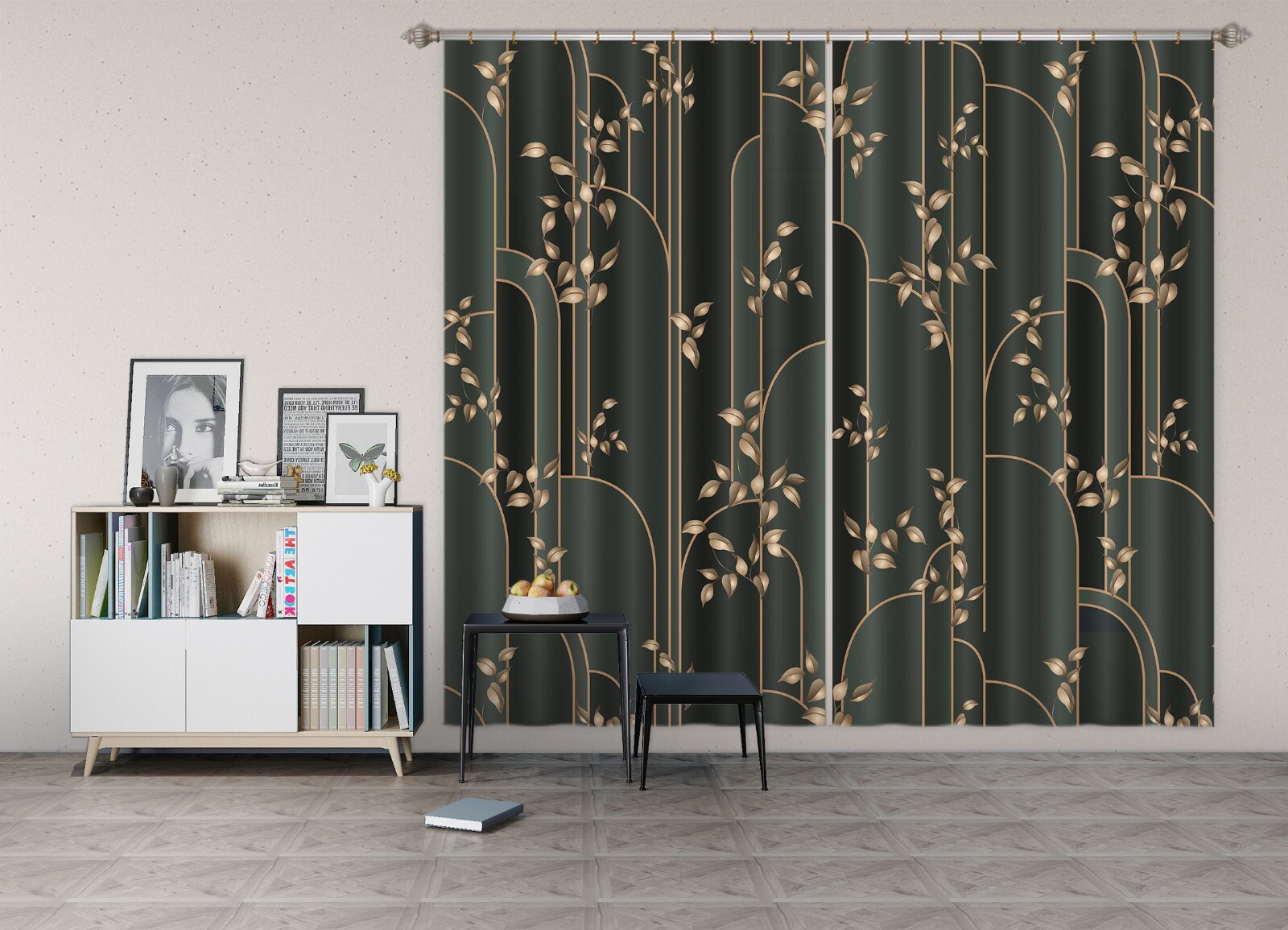 3D Graphics Leaves A6223 Photo Curtain Window Blockout Fabric Amy 2024