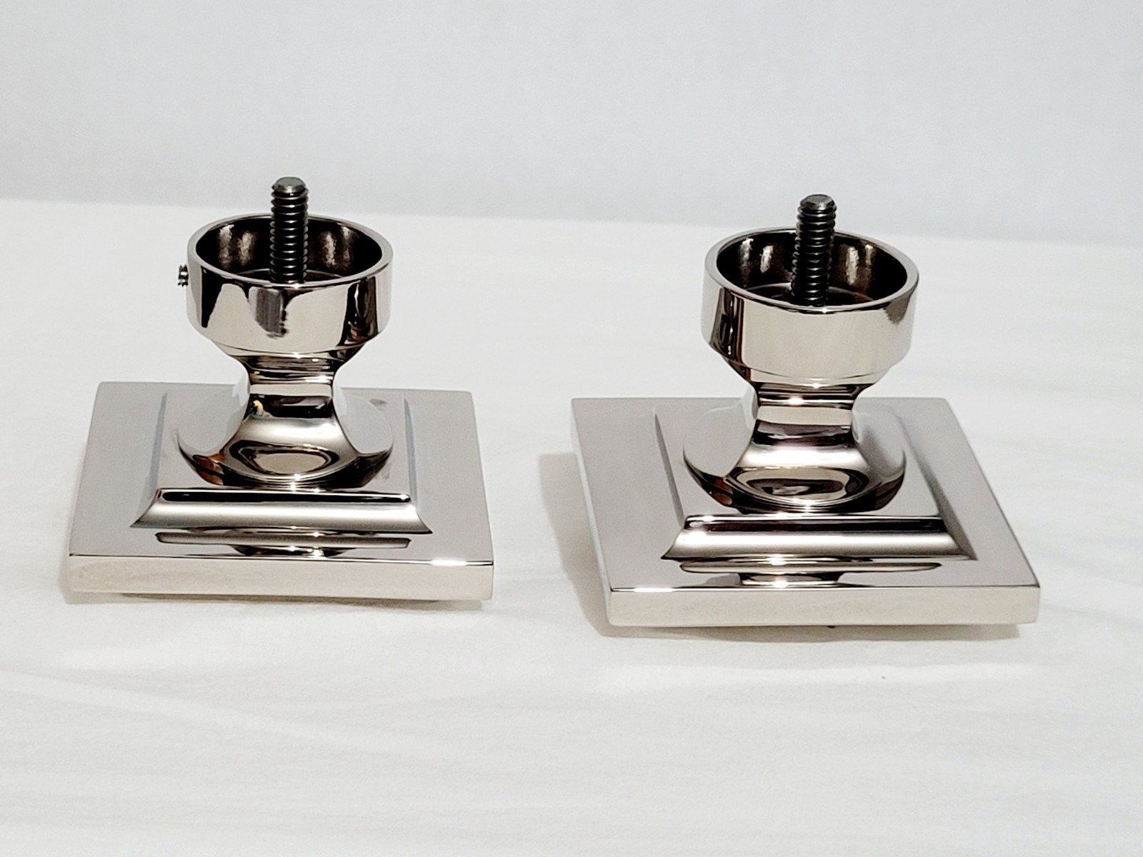 Restoration Hardware Easton Square Solid Brass Medium Finials Polished Nickel