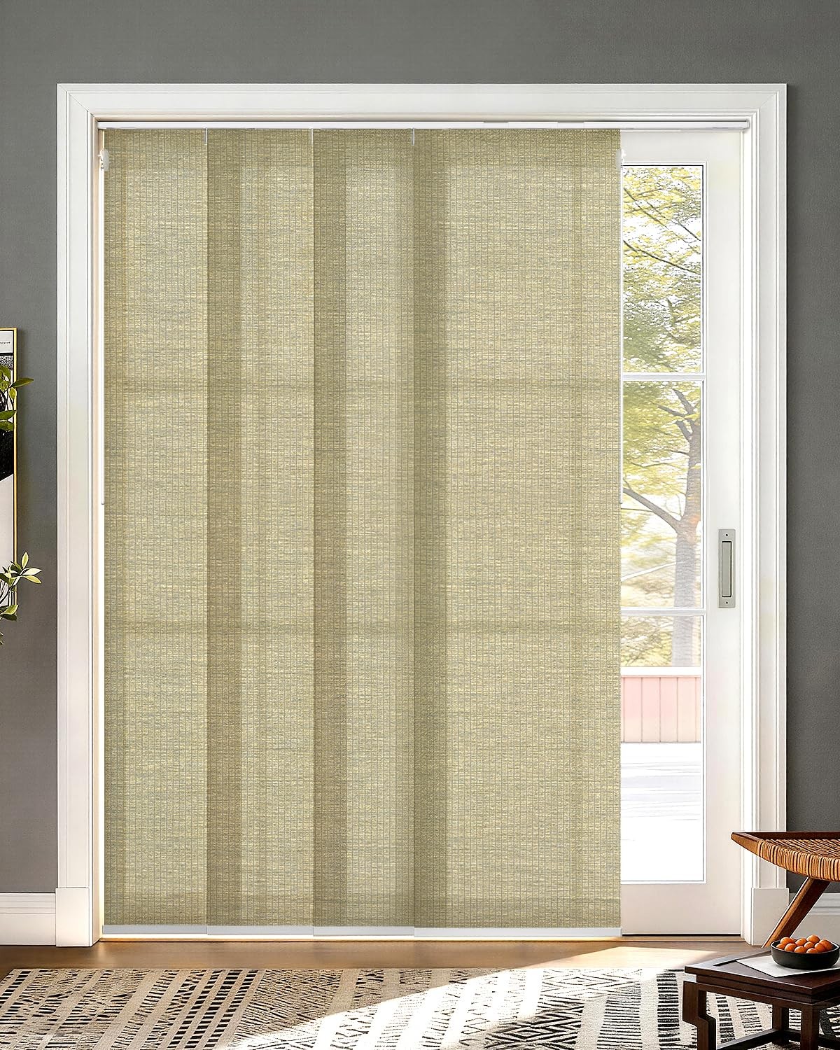 Adjustable Panel Track Blinds for Sliding Glass Door, Cut-to-Height Fabric Pa…