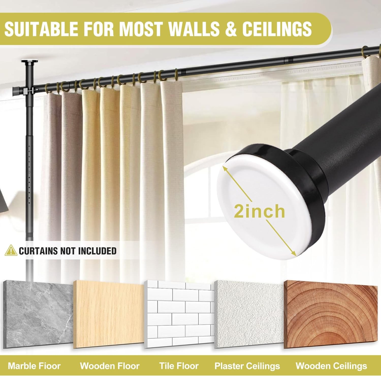 No Drilling Curtain Rod for Room Adjustable Tension Wall Divider Space Partition