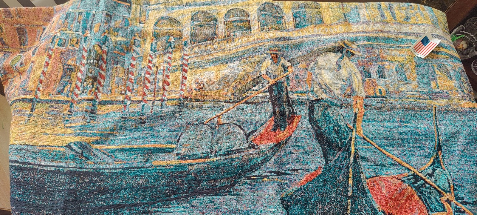 Tapestry Roy Avis Valance Venetian Gondola Scene Made In USA 26″ x 70″