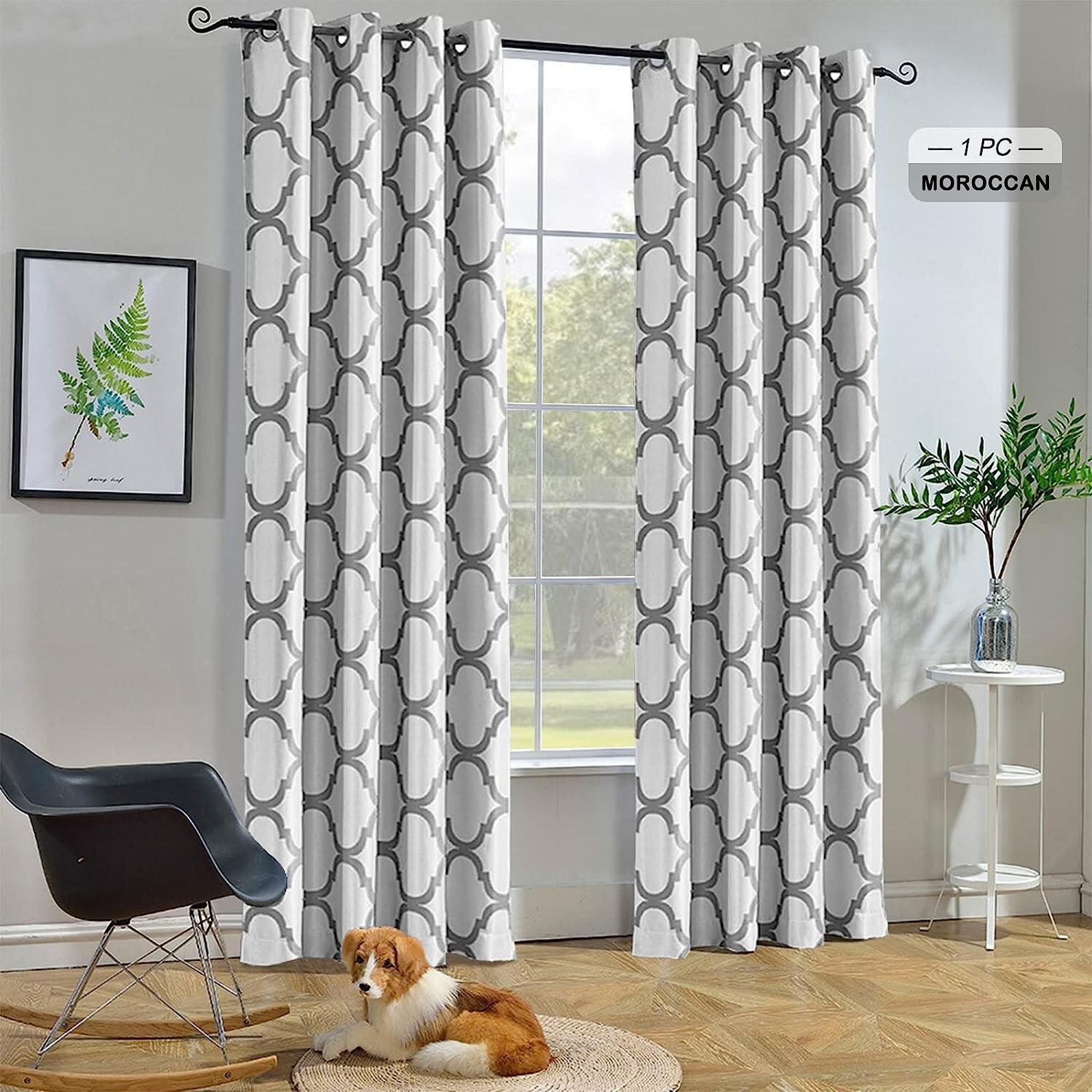 Melodieux Moroccan Fashion Thermal Insulated 52 x 84 Inch White Grey 1 Panel
