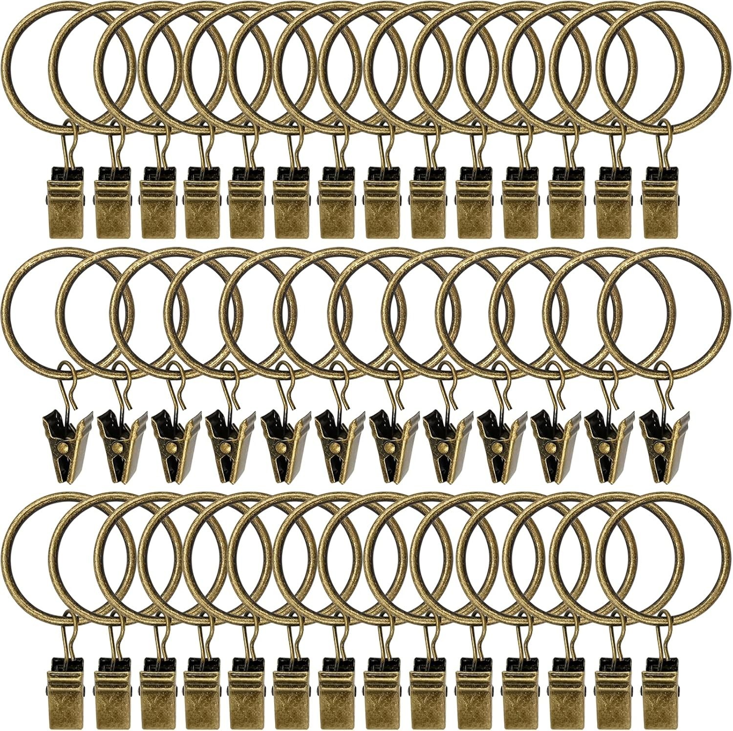 AMZSEVEN 40 Pack Curtain Rings with Clips Drapery Clips with Rings Hangers