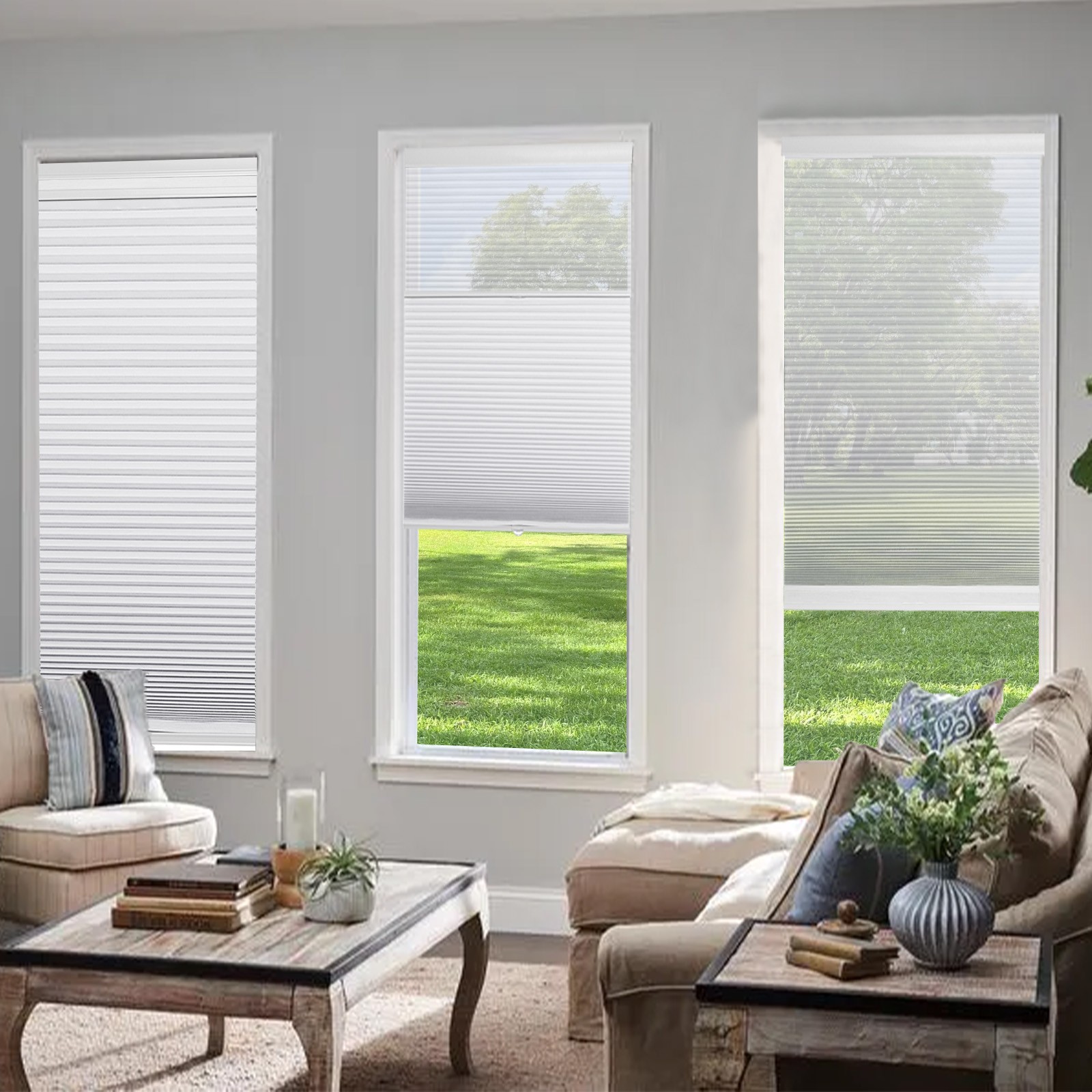 Changshade CUSTOM Blackout/Light Filtering Honeycomb Day Night Cellular Shades