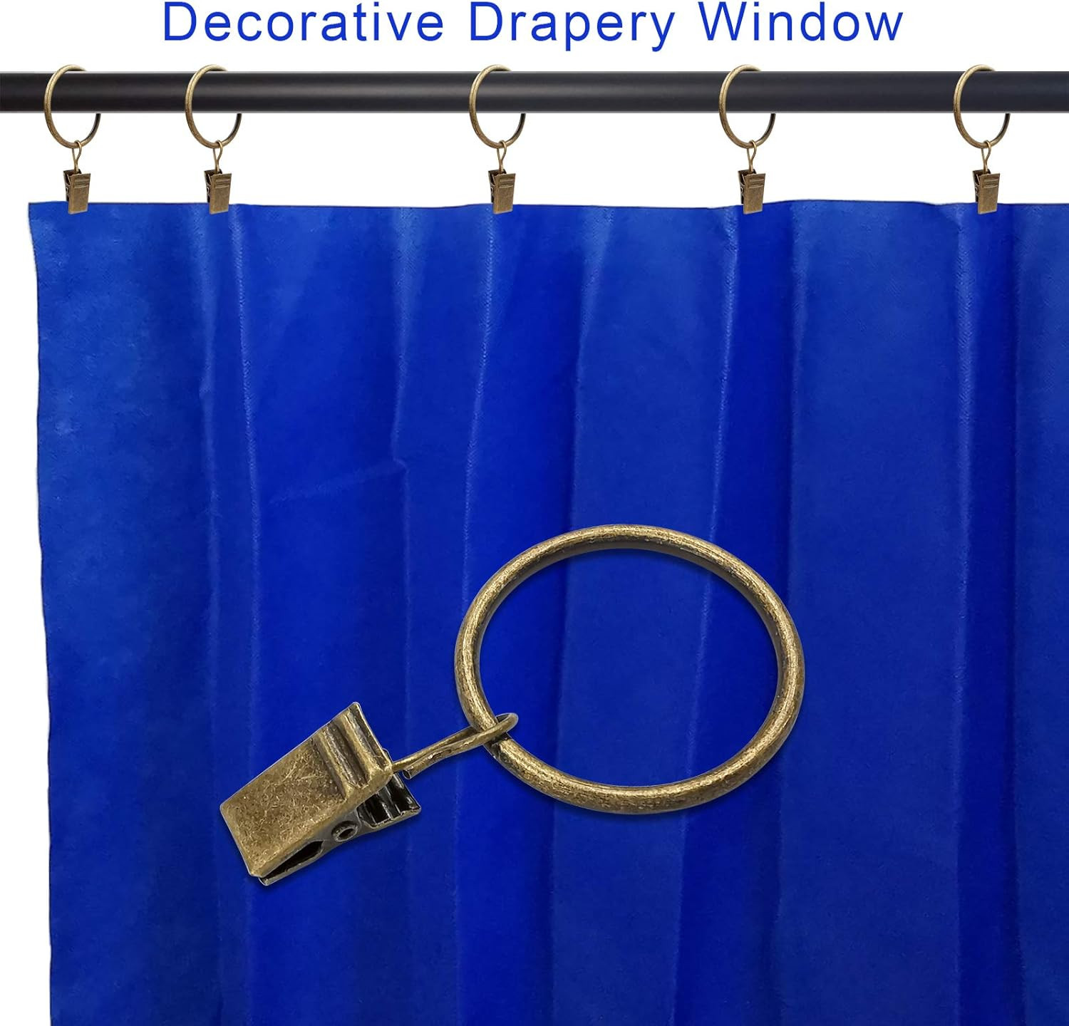 40 Pack Curtain Rings with Clips, Drapery Clips with Rings, Drapes Rings 1.26 in