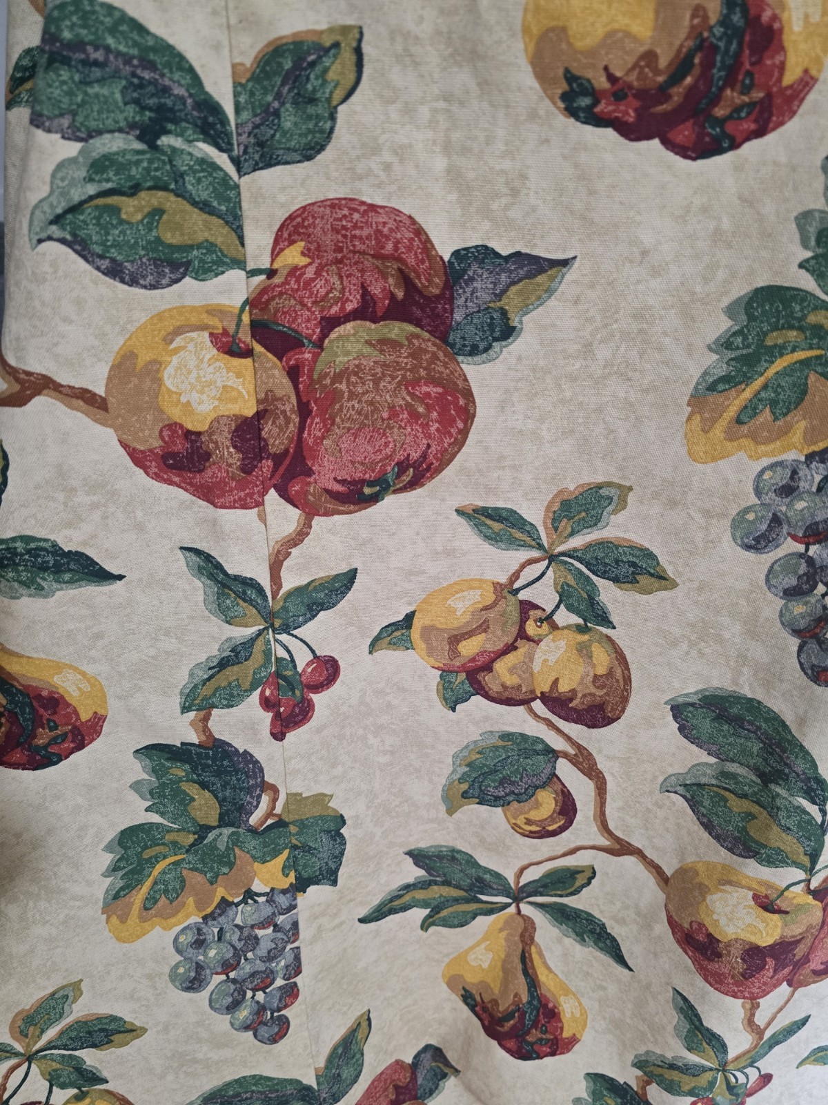 Set of 4 Extra-wide Custom Fruit Print Drapery Panels – Heavy Decorator Fabric