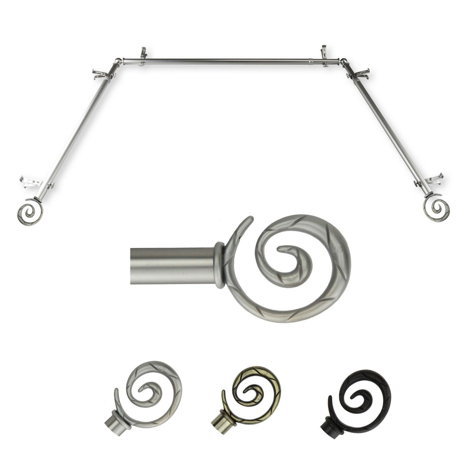 Whirlwind 13/16″ Bay Window Curtain Rod 20″- 36″, 38″- 72″,choose from 3 colors
