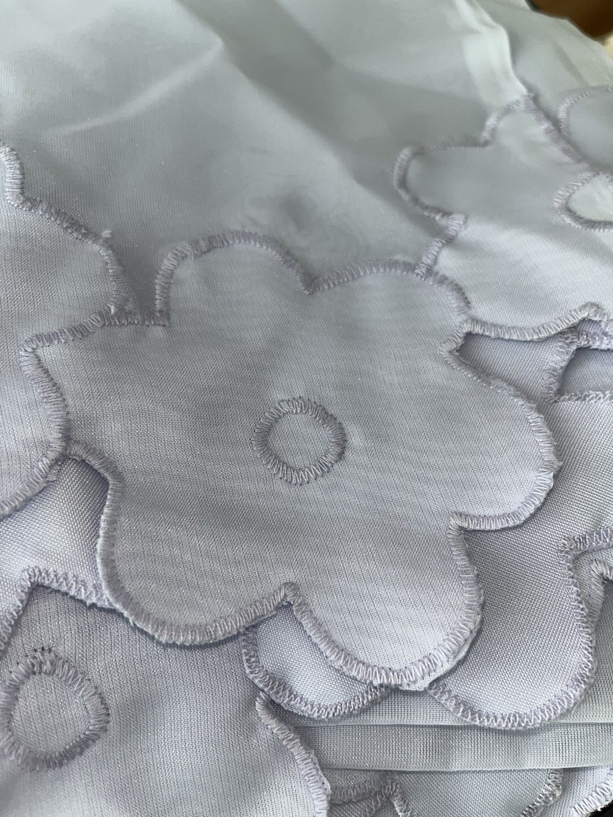 Embroidered Flower Appliqués Sheer Curtain Valance Lavender 59in X 15in Used