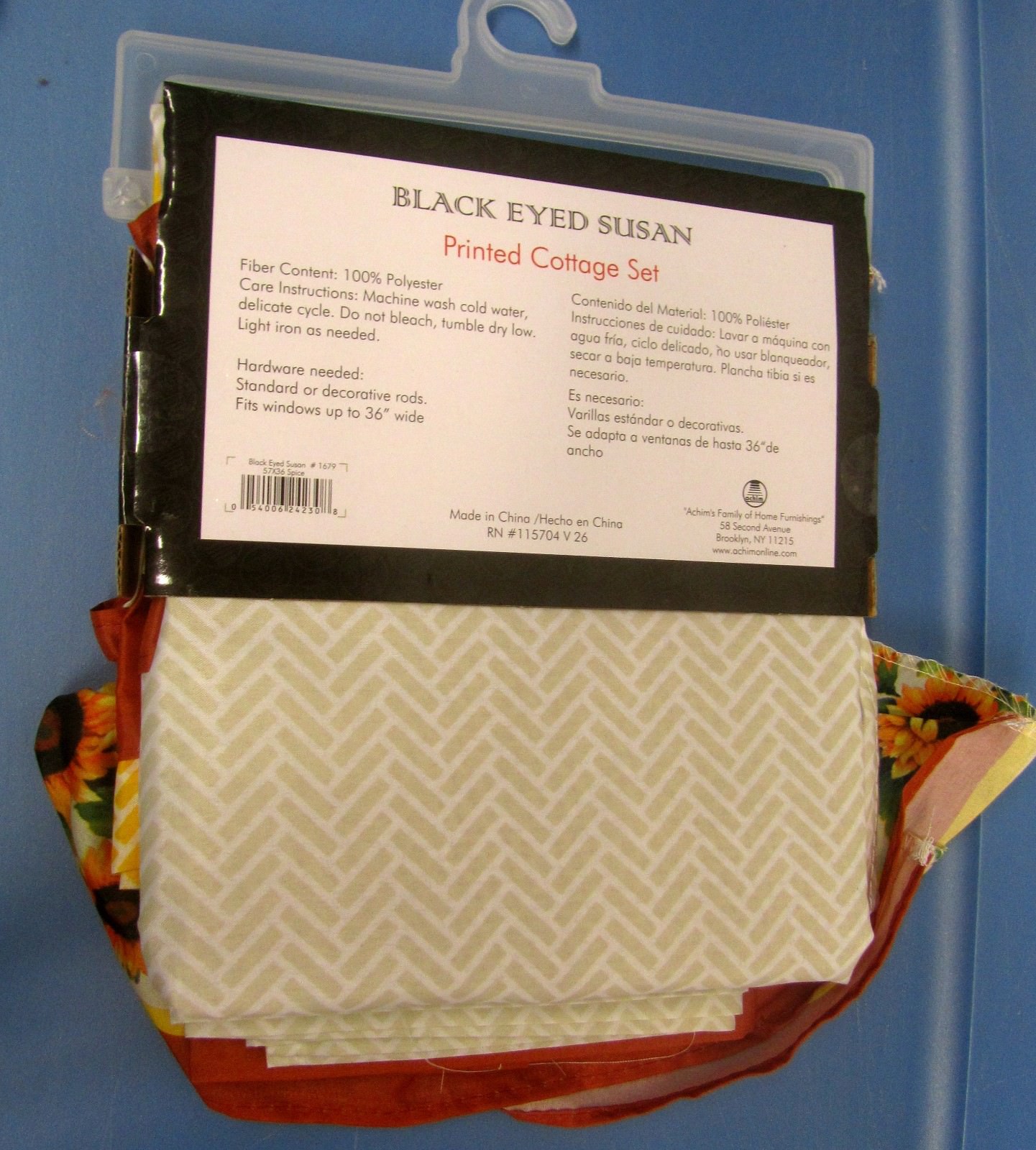 3 Pc Curtains Cottage Set: 2 Tiers & Swag (57″ x 30″) SUSAN SUNFLOWERS by Achim
