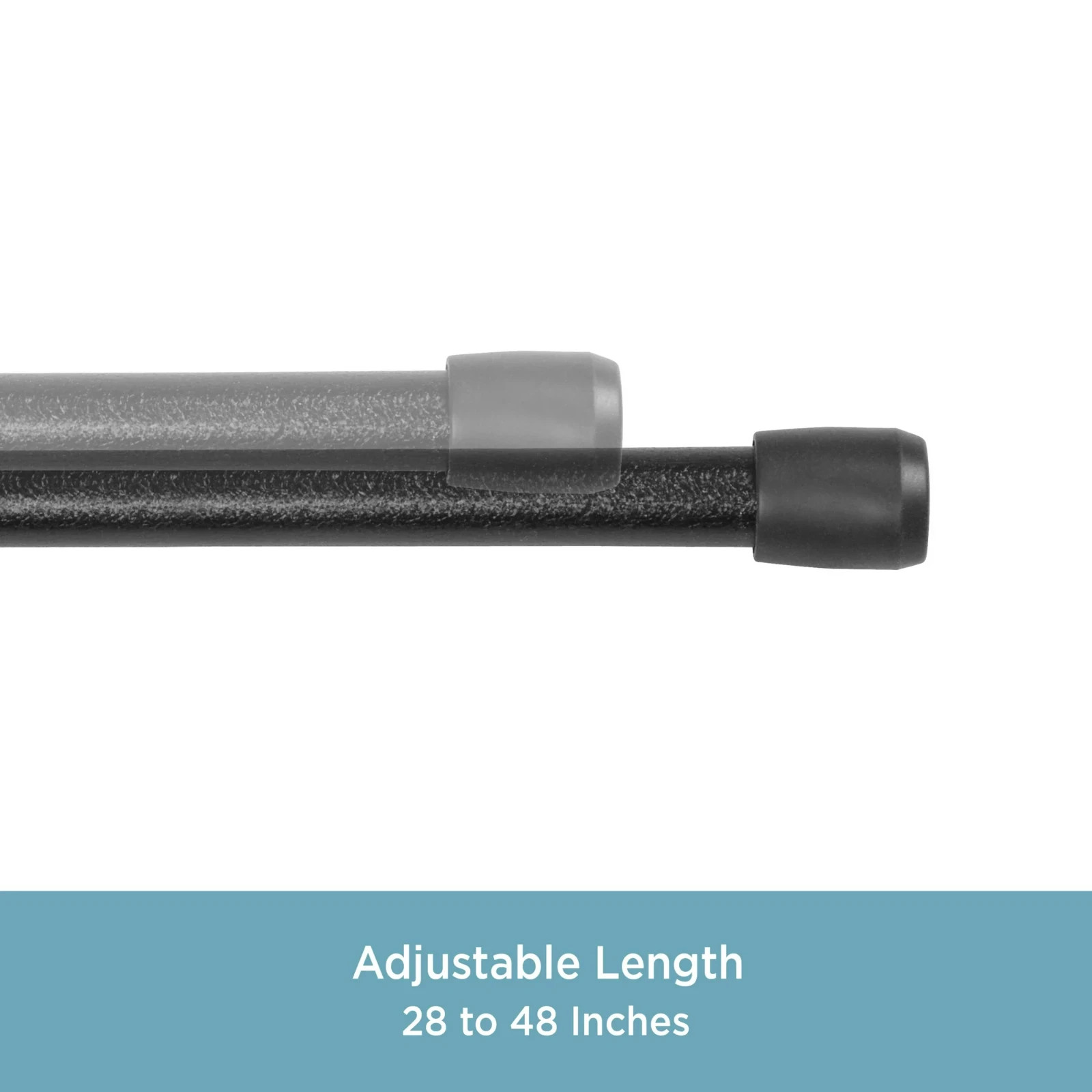 Kenney Strafford 28 In. To 48 In. 7/16 In. Spring Tension Rod, Black – 4 Pack