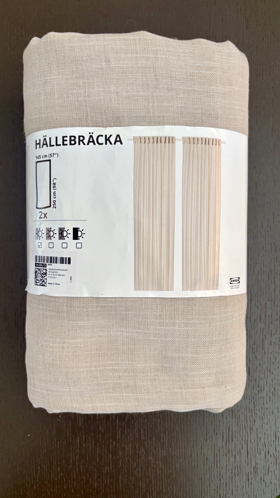 IKEA HALLEBRACKA Sheer Curtains Light Beige 57×98 1 Pair NEW 105.596.72