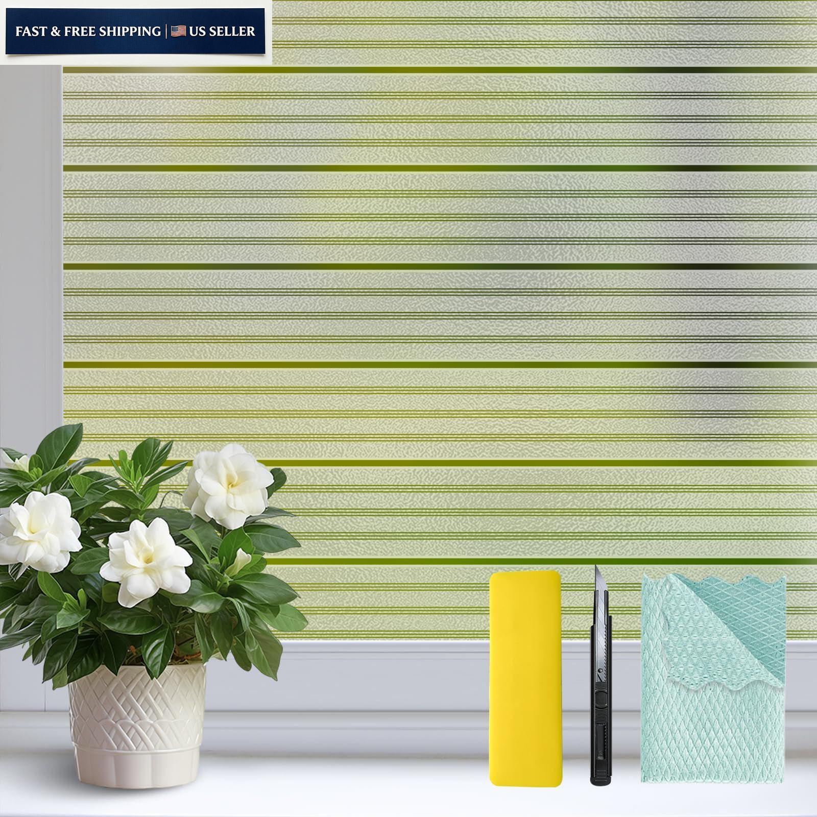 Niviy Reeded Window Privacy Film with Installation 17.7″ x 78.7″, White