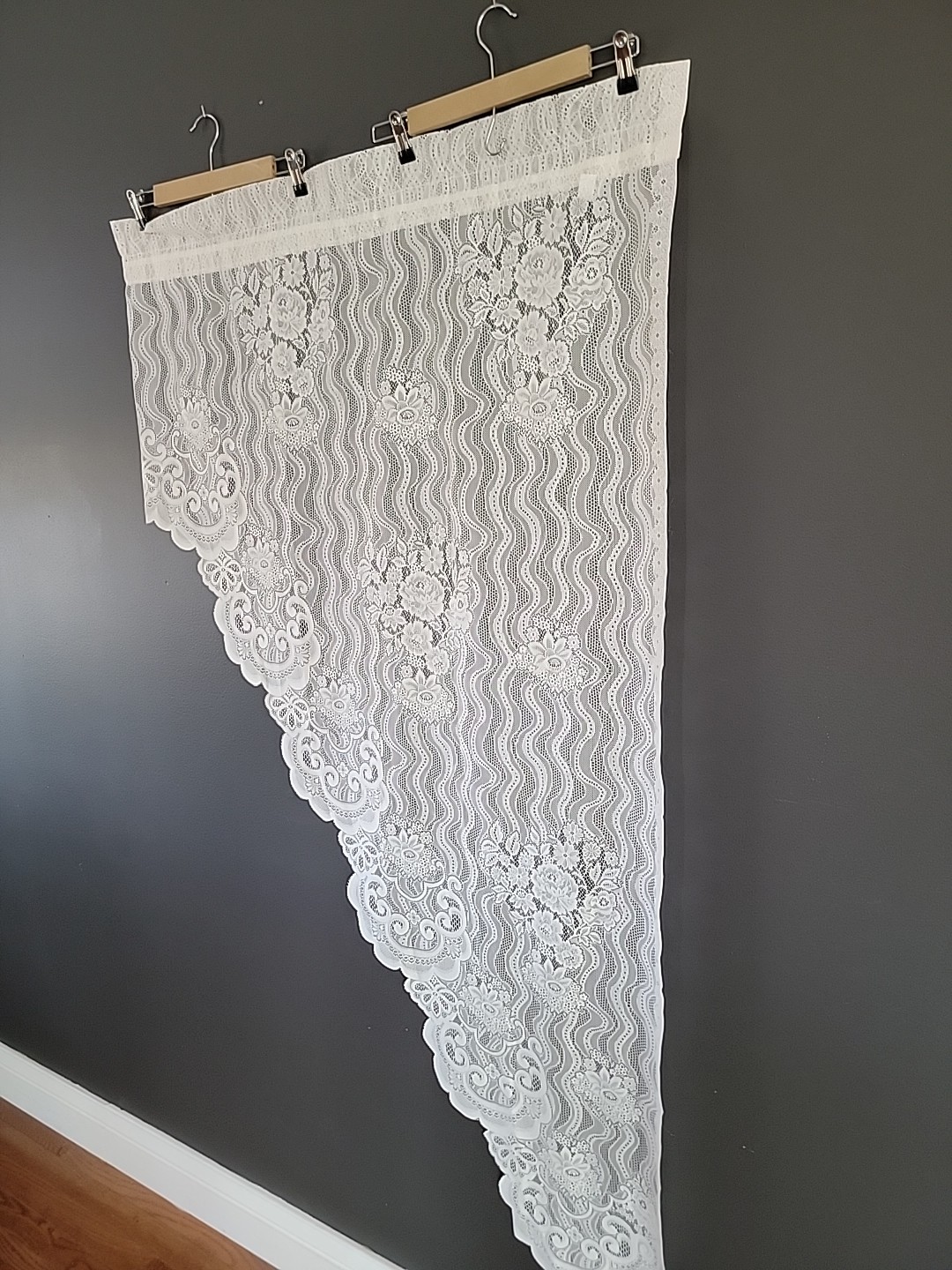 Sear Vintage ivory Tiers Curtains Pair Left and Right. Each Panel 35 W X 62 L