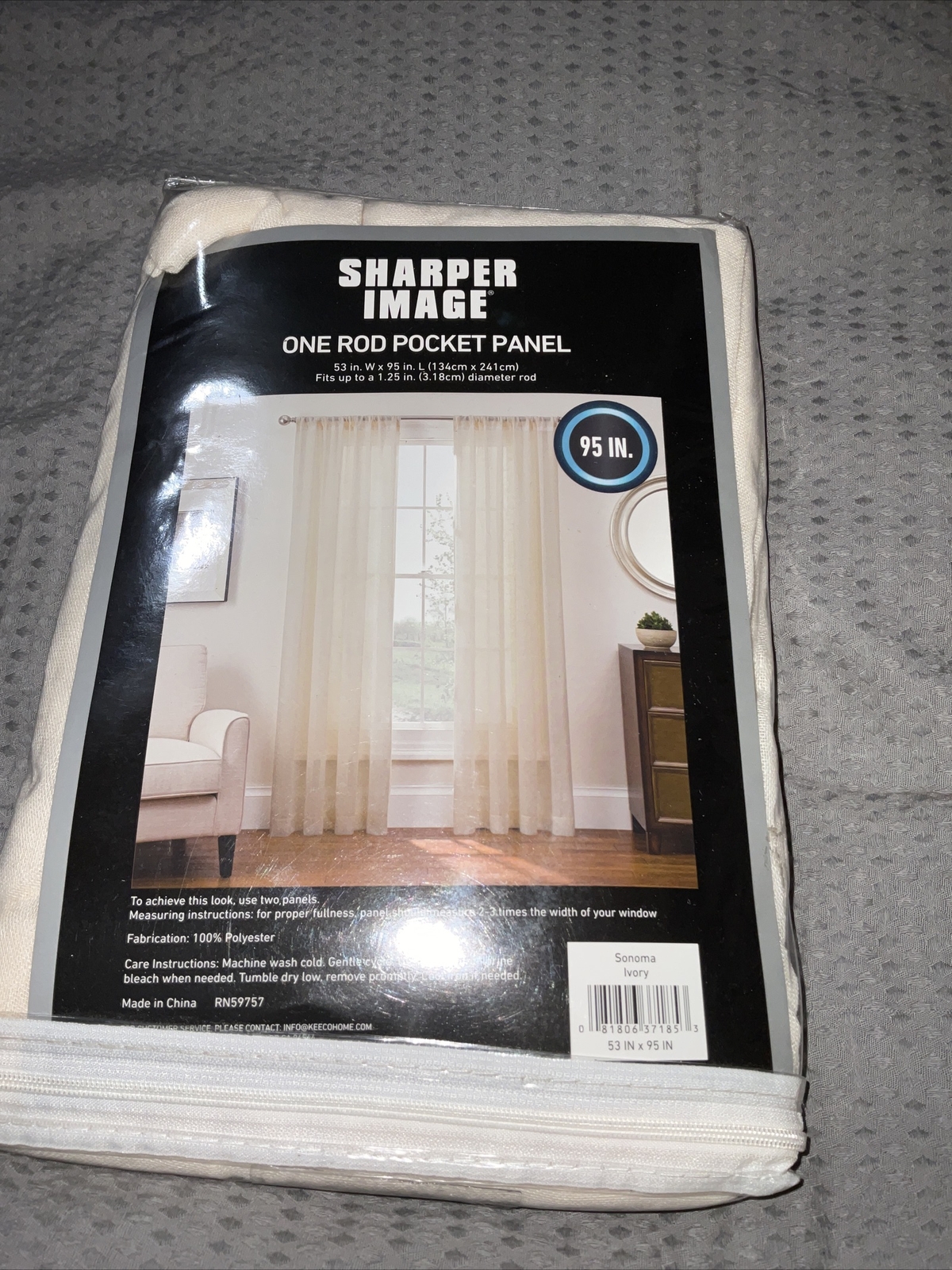 Sharper Image Sonoma Rod Pocket Panel Sheer in Ivory 53 x 95″ NEW