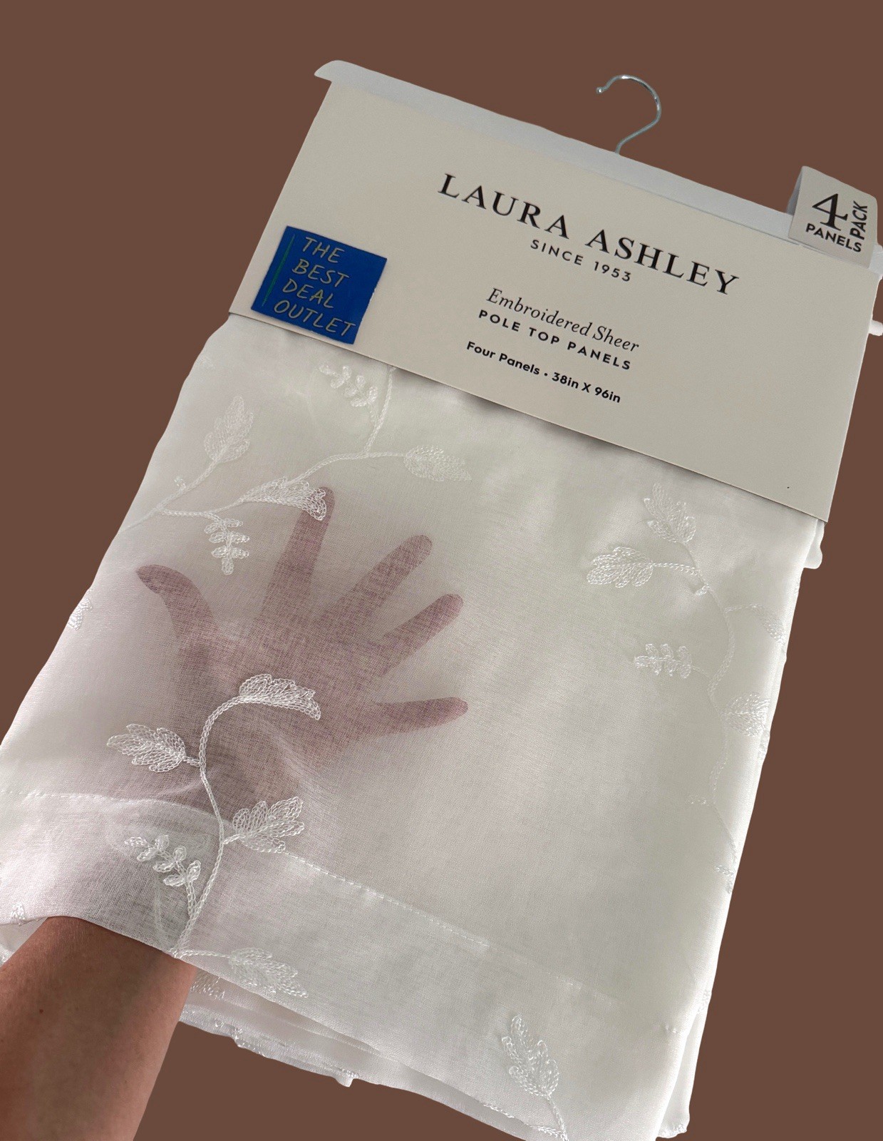 Laura Ashley Window Curtains 4 Panels 38 x 96″ Cream Embroidered Sheer Daventry