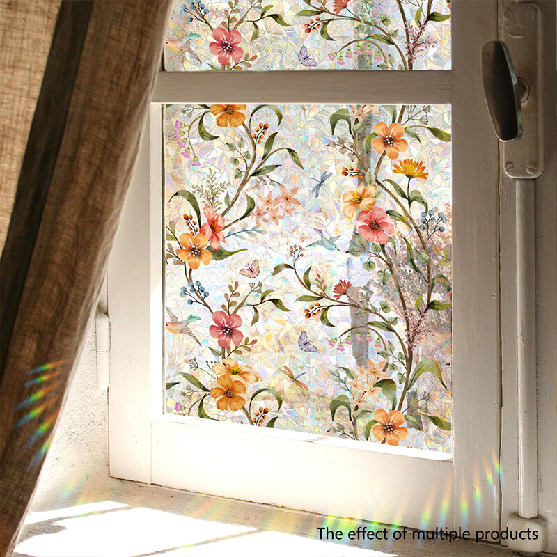 Static Cling Floral Window Film Glass Privacy Sticker Home Decoration US