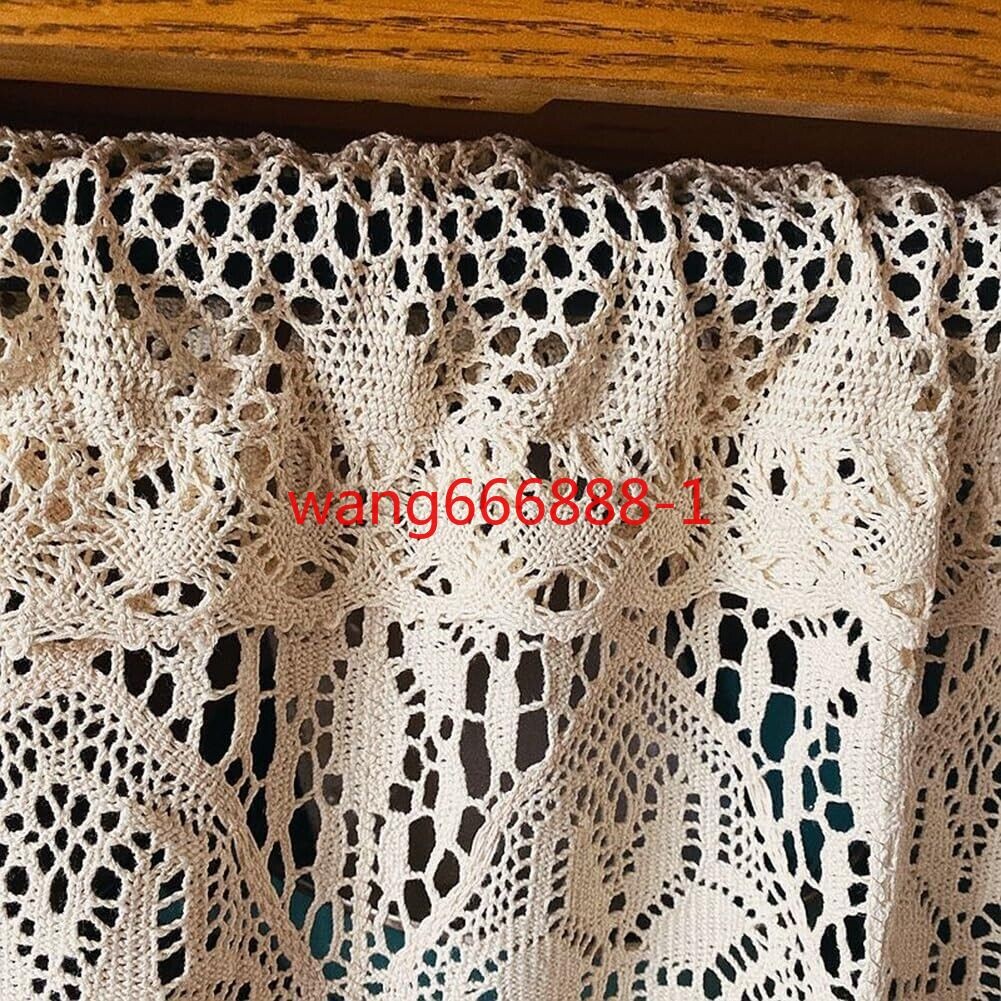 Rustic Crochet Lace Kitchen Window Curtain Valance Cafe Tiers Farmhouse Decor