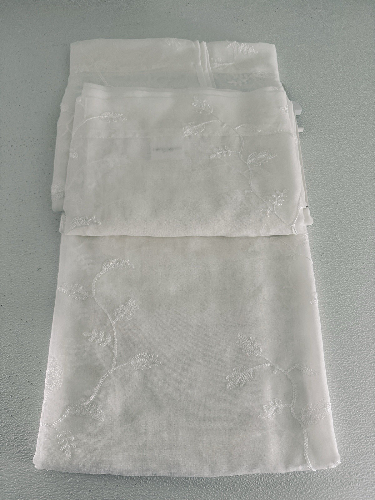 Laura Ashley Window Curtains 4 Panels 38 x 96″ Cream Embroidered Sheer Daventry