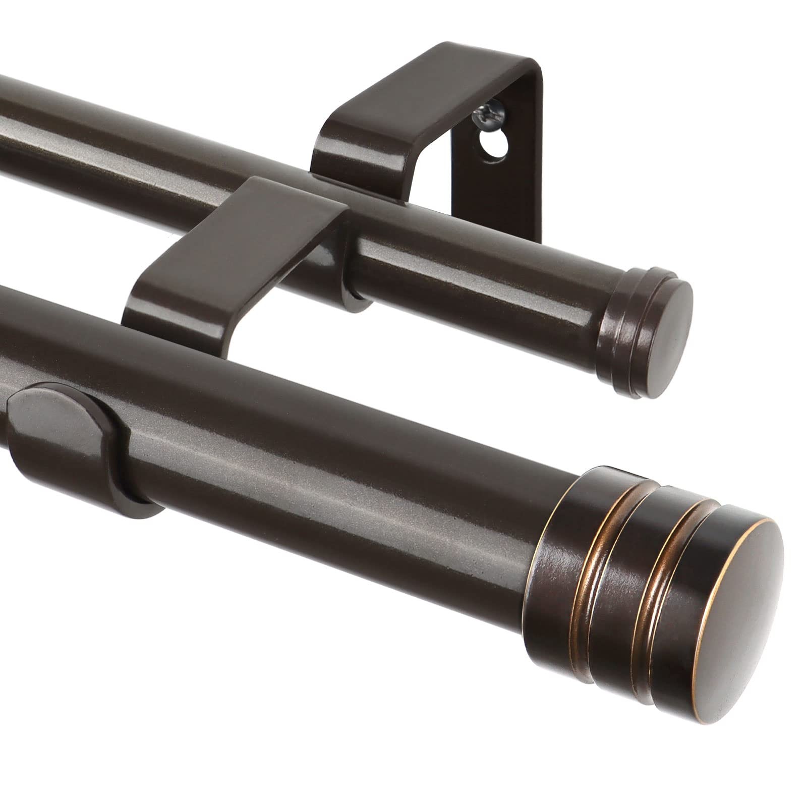 TONIAL1 Inch Double Curtain Rods 140 to 195 Inches, Heavy 140-195″, Bronze